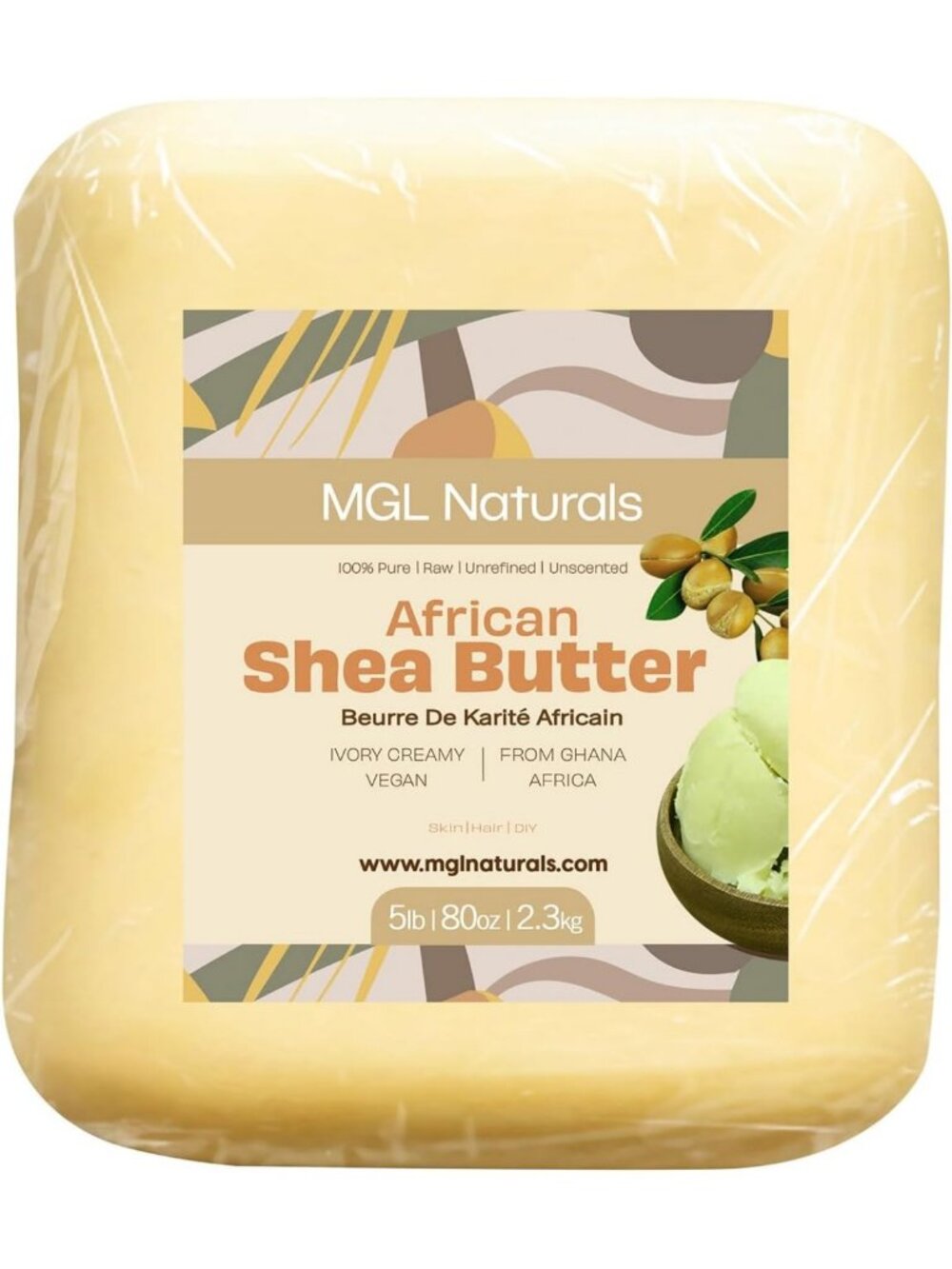 100% Pure Raw African Shea Butter 5 lb - Moisturizing Skin & Hair, DIY Friendly